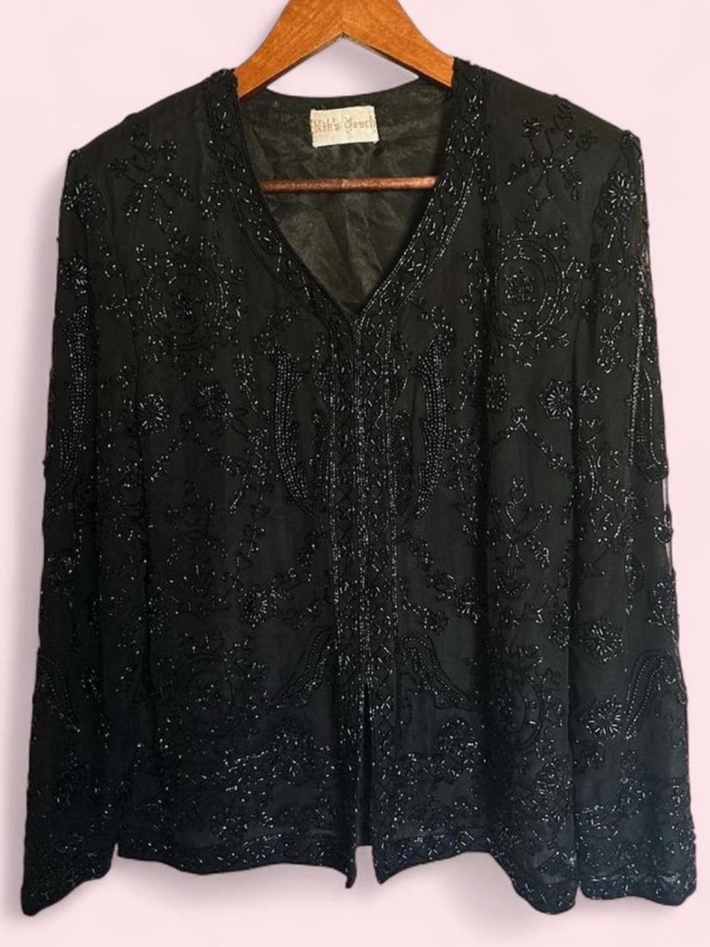 Vintage 80s Beaded Silk Evening Jacket